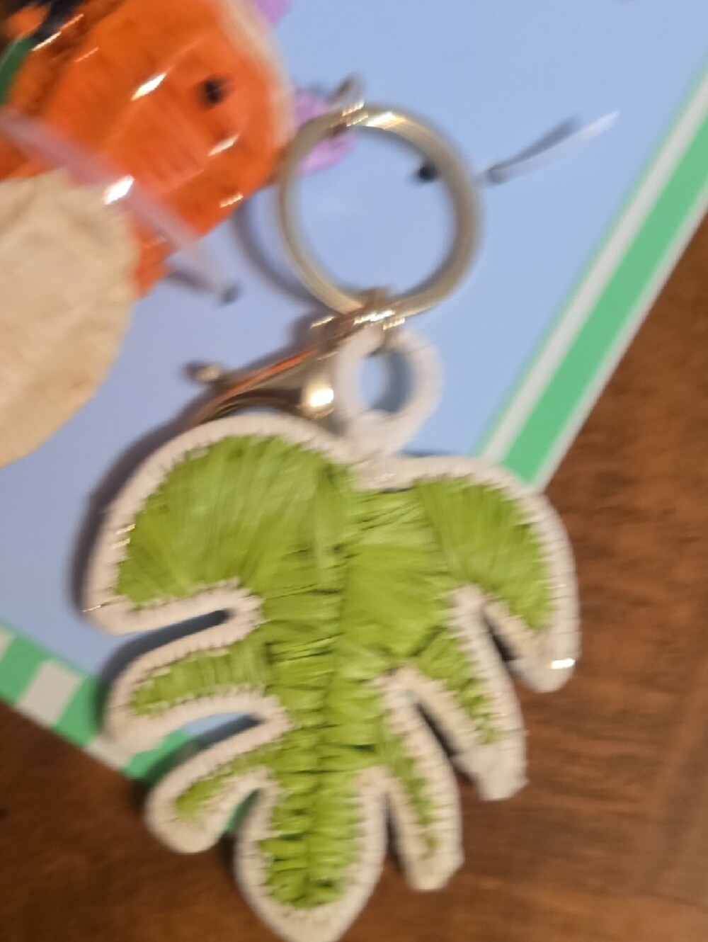 piper•k Orange Parrot & Green Leaf Woven Keychain - Picture 4 of 5